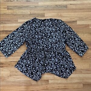 Floral Black and White Blouse
